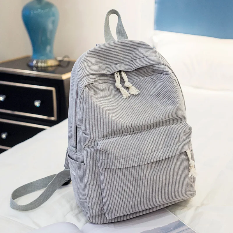 Corduroy Schoolbag Solid Color Campus Bag Personalized Travel Simple Corduroy Backpack Unique Gifts