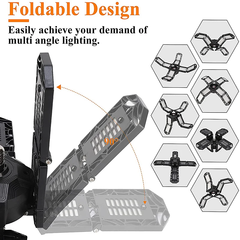 Powerful Garage Led Lamp Workshop Warehouse Ceiling Work Lights Folding 15000 Lumen 150W Light for Garage Industrial Lighting