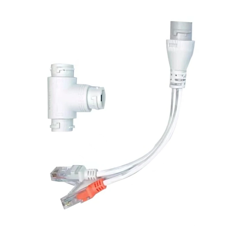 2 em 1 cabo adaptador POE divisor POE cabeça RJ45 de três vias para sistema de câmera de segurança IP