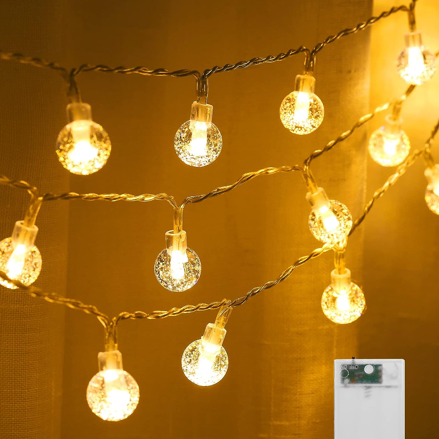 Luci della stringa del LED della sfera di cristallo alimentate tramite USB/batteria 1.5M 3M 6M Ghirlande delle lucine per la decorazione esterna della festa di Natale