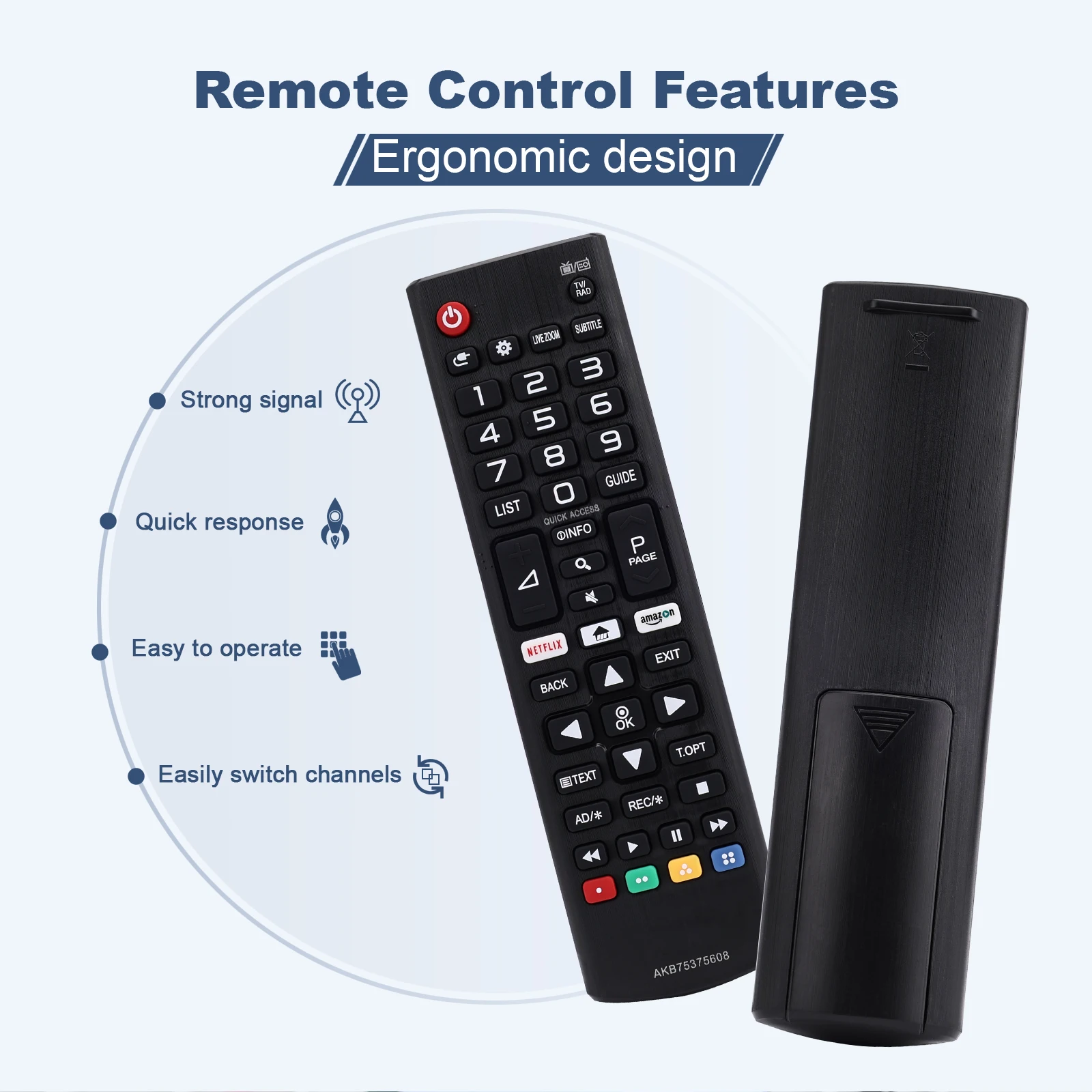Mando a Seng Universal AKB 75095308 ABS de alta Maga für LG Smart TV 32LJ610V 43UJ634V 49UJ634V 55UJ634V 65UJ634V 43UJ6