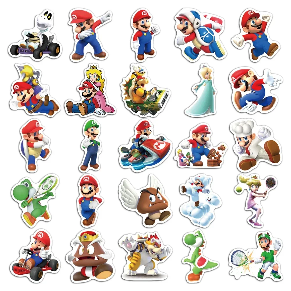 Super Mario Game Stickers Cartoon Anime Graffiti Decal for Laptop Skateboard Guitar Notebook Suitcase Waterproof Sticker Kid Toy