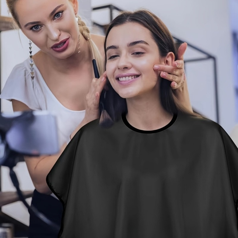 Black Short Square Hairdressing Cape – Professional Salon Barber Hair Cutting Wrap & Dyeing Tool