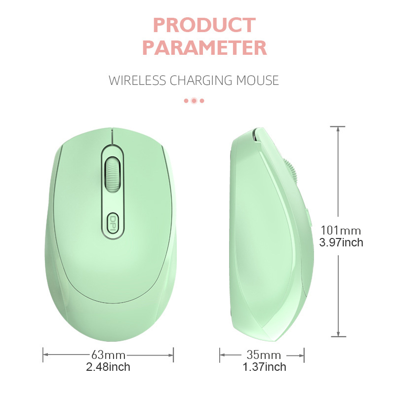 Ratón inalámbrico recargable compatible con Bluetooth, ratón óptico de 2,4G con USB RGB de 1600DPI para ordenador, portátil, PC, silencioso