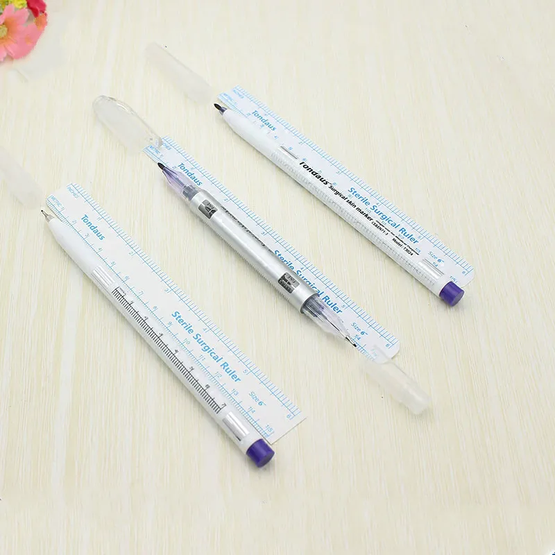 Marcador de piel quirúrgico para cejas, rotulador de piel, tatuaje, marcador de piel, herramienta de juego de regla de medición