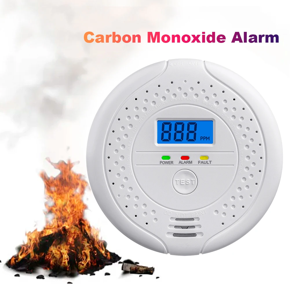 Digital CO Alarm Audible and Visual Alarm Battery Powered Warning Alarm Sensor Portable CO Detector for Home Warehouse
