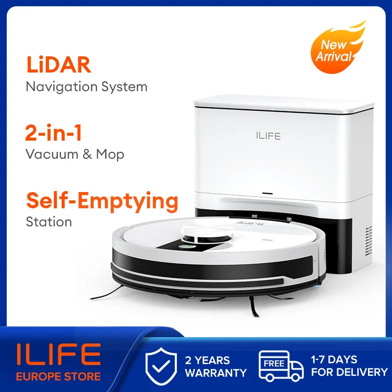 ILIFE A12 Pro Robot aspirapolvere e scopa combinato, navigazione LIDAR, raccolta automatica della polvere, aspirazione 3000 Pa, app/telecomando