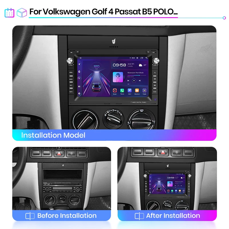 Junsun 4g sem fio carplay android auto para vw passat b5 mk4 golf 4 polo bora jetta t5 sharan jetta transporte t5 multimídia