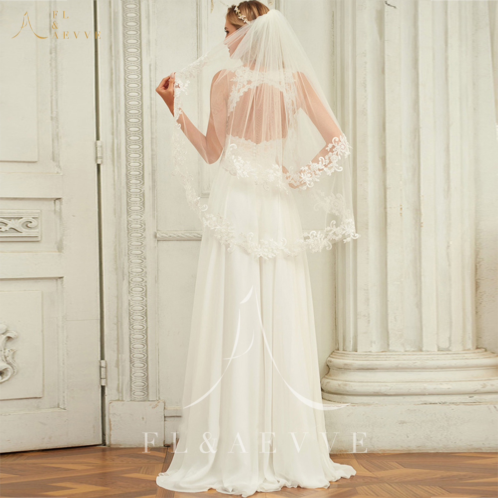FL&AEVVE Maßgeschneidertes Chiffon Exquisites lässiges Brautkleid Neu in Spitze V-Ausschnitt Hochzeitskleid Romantisches Brautkleid Vestido De Noiva