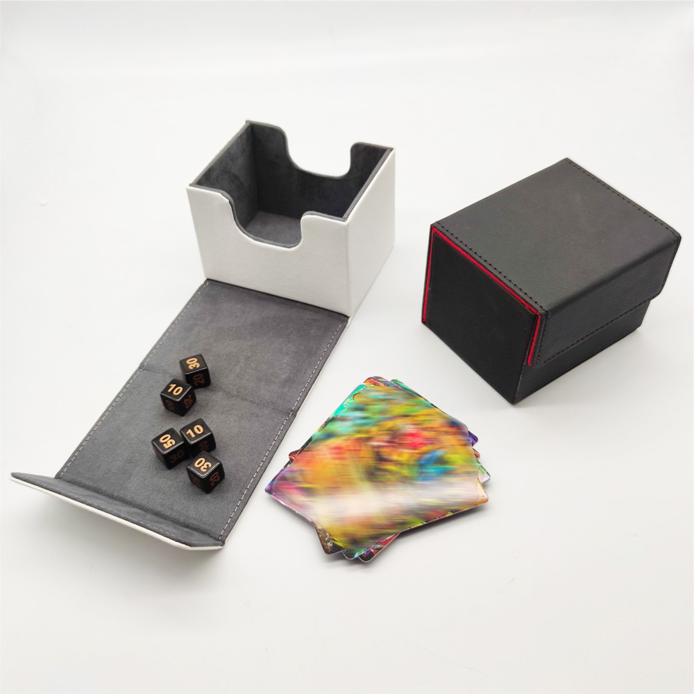 Caixa de armazenamento de cartão empilhável, material pu à prova d'água de 100 + capacidade com proteção final para armazenamento de jogos de mesa e colecionável