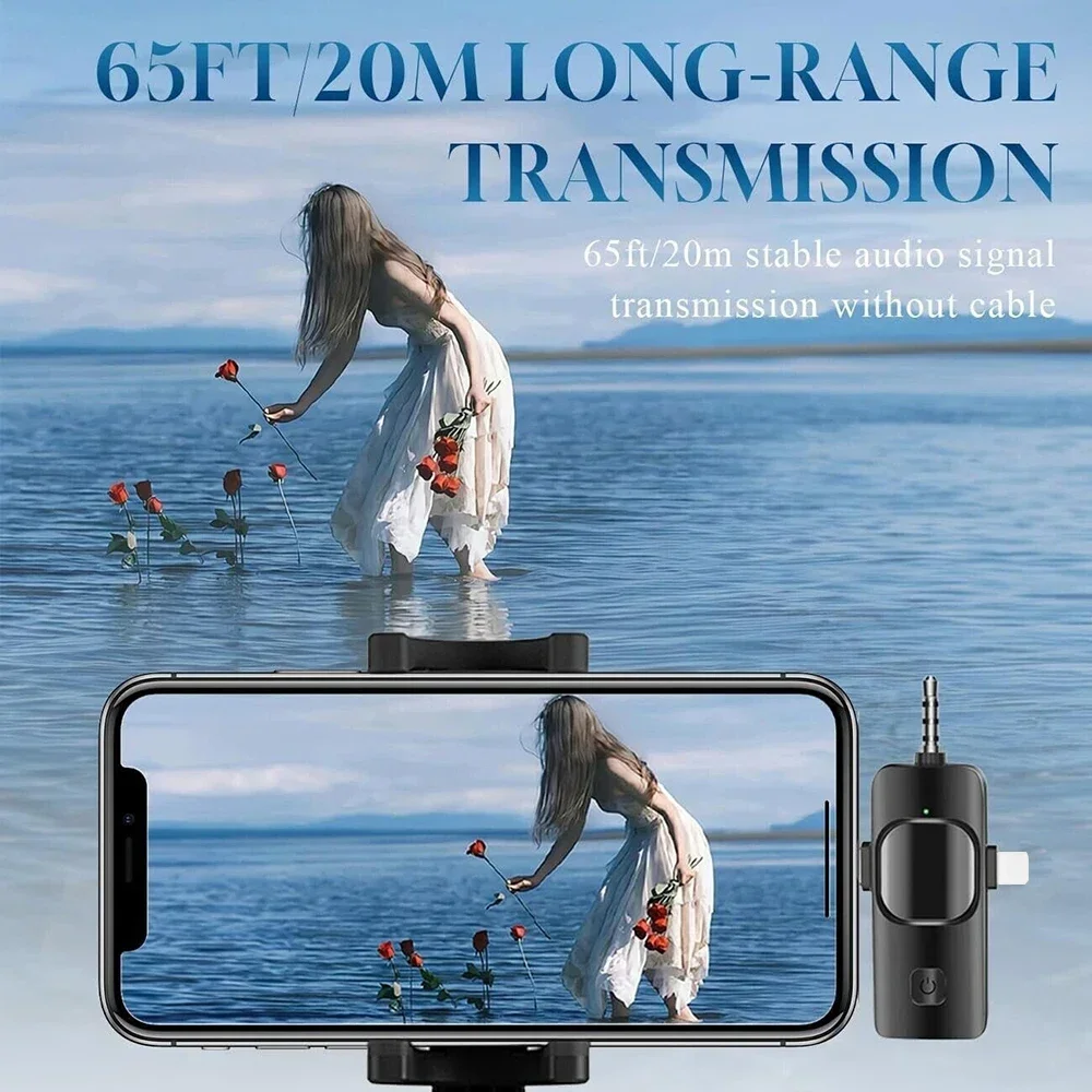 Basix Professional 4w1 bezprzewodowy mikrofon krawatowy dla iPhone Android 3,5 mm do nagrywania na żywo Mini mikrofon z redukcją szumów