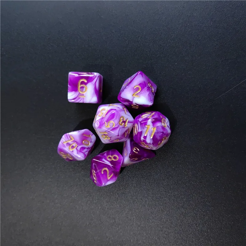 7 pçs 1 conjunto de dados mnd estilo cor dupla novo conjunto acrílico d4 d6 d8 d10 d12 d20 dados multiface trpg dungeon jogos de tabuleiro