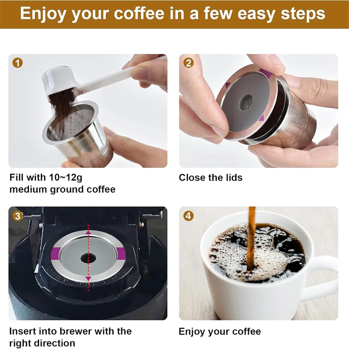 Tazas K reutilizables A72P para cápsulas de café reutilizables y filtro de repuesto para cafetera 2,0 1,0