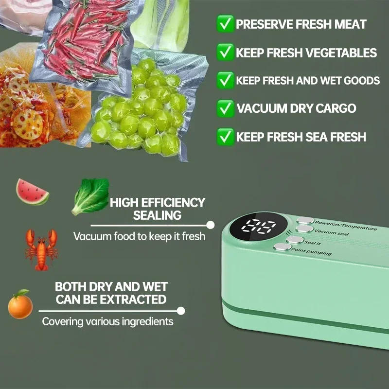 Well-Designed Fast-Compact Vacuum Sealer Machine Food Grade Plastic Seals Both Vacuum Bags And Roll Bags Ideal Kitchen Accessory