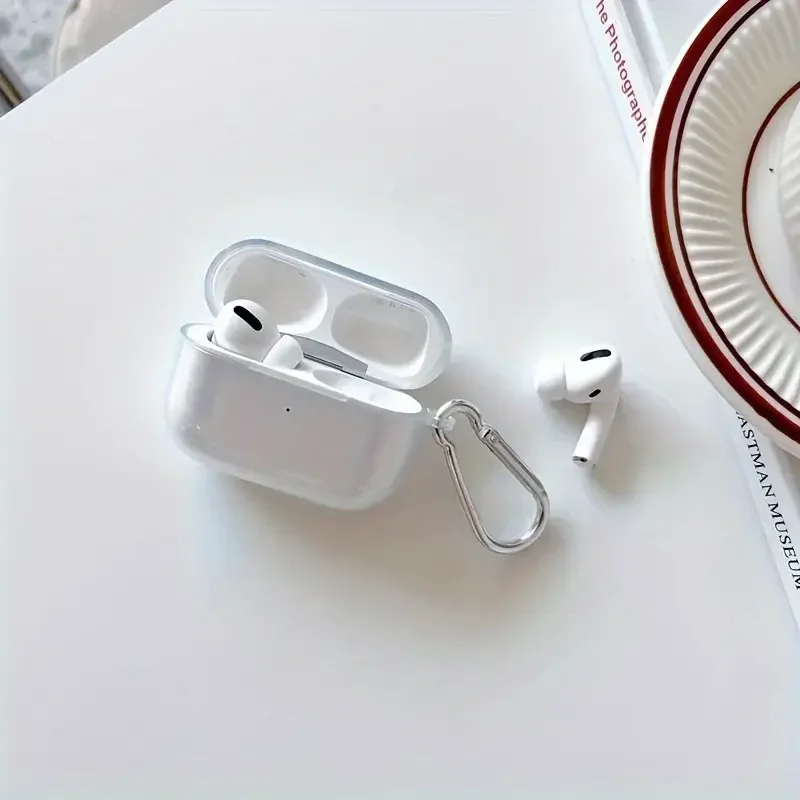Custodia morbida per auricolari in TPU trasparente per Airpods Pro Trasparente con gancio Airpods 4 Cover trasparente antiurto per Airpods 1 2 3 Shell Cas