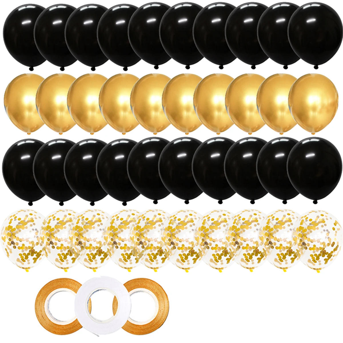 40 Stück 12 Zoll Gold Schwarz Gemischte Konfetti Latexballons Junge Mädchen Geburtstag Erwachsene Frau Mann Party Dekorationen Abschlussfeier Neujahr