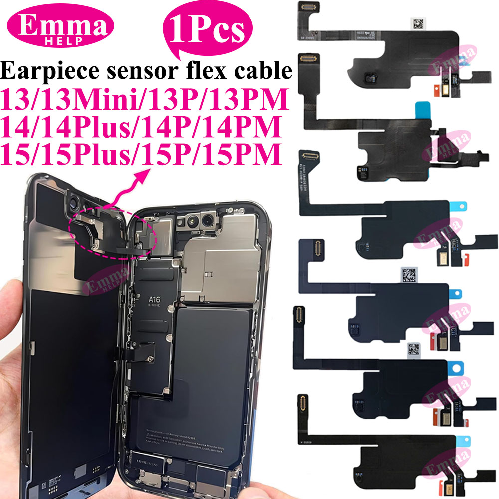 Earpiece Light Sensor Proximity Flex Ribbon Cable for iPhone 13 15 Pro Max 14 Plus Mini Mic Ear Speaker Microphone Repair Parts