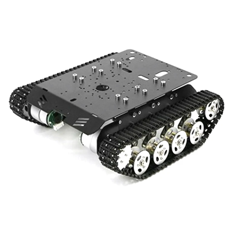 Neues 8 kg großes Last-Stoßdämpfungs-Raupenroboter-Panzerwagen-Chassis, intelligentes Fahrzeug für Arduino, programmierbar mit 12-V-Metall-Encoder-Motor