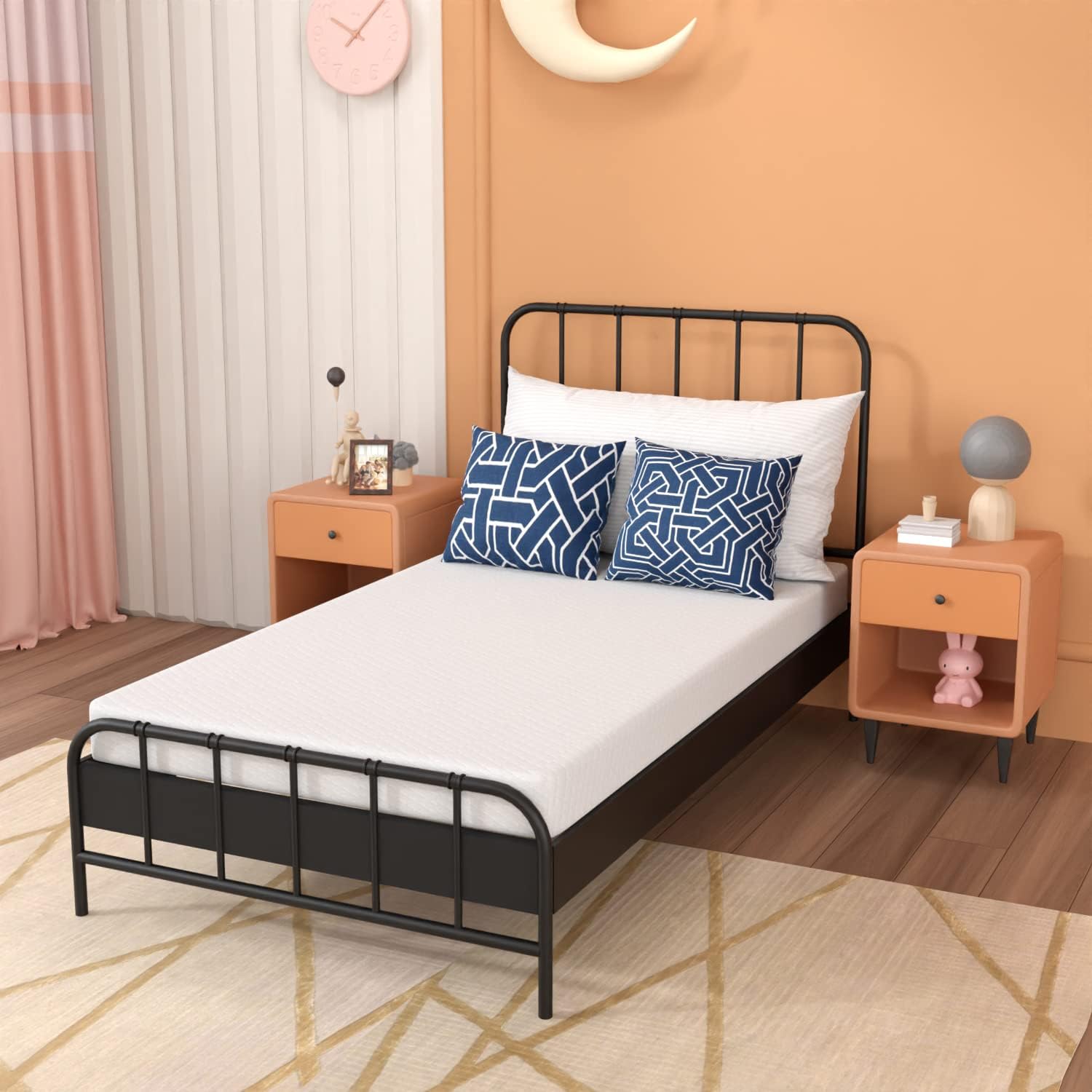 5 Inch Twin Gel Memory Foam Mattress Fiberglass Free/CertiPUR-US Certified/Bed-in-a-Box/Cool Sleep & Comfy Support/Medium Firm m