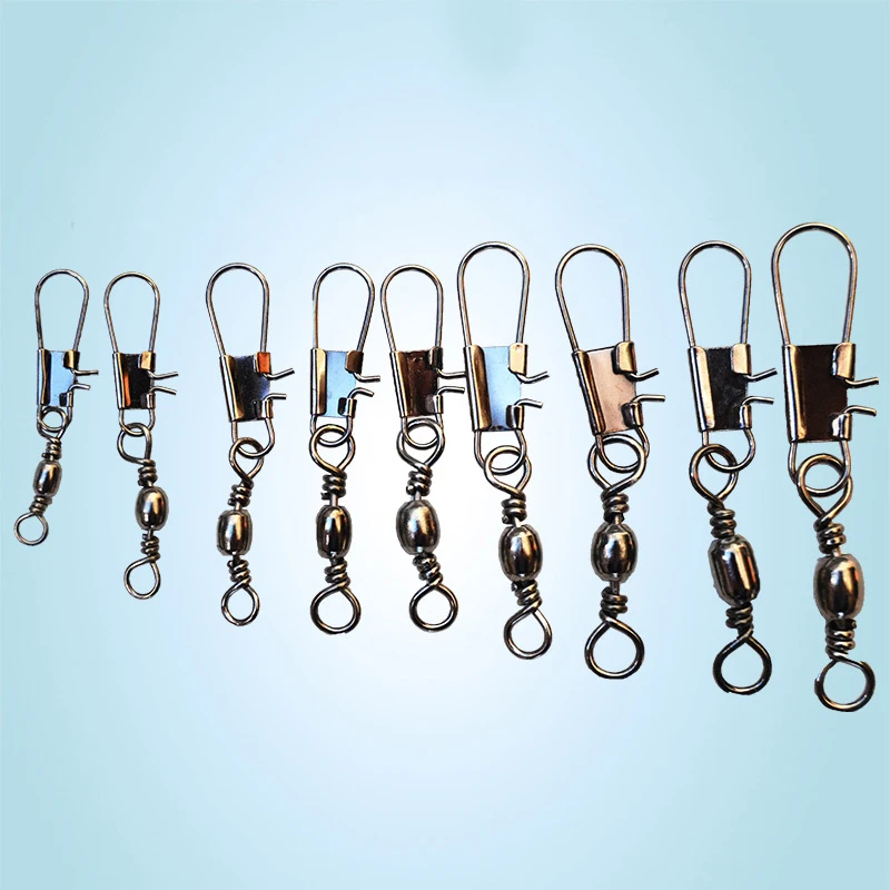 50 pçs conector de pesca gira intertravamento pino rolamento rolamento giratório snap anzol carpa pesca isca acessórios pesca
