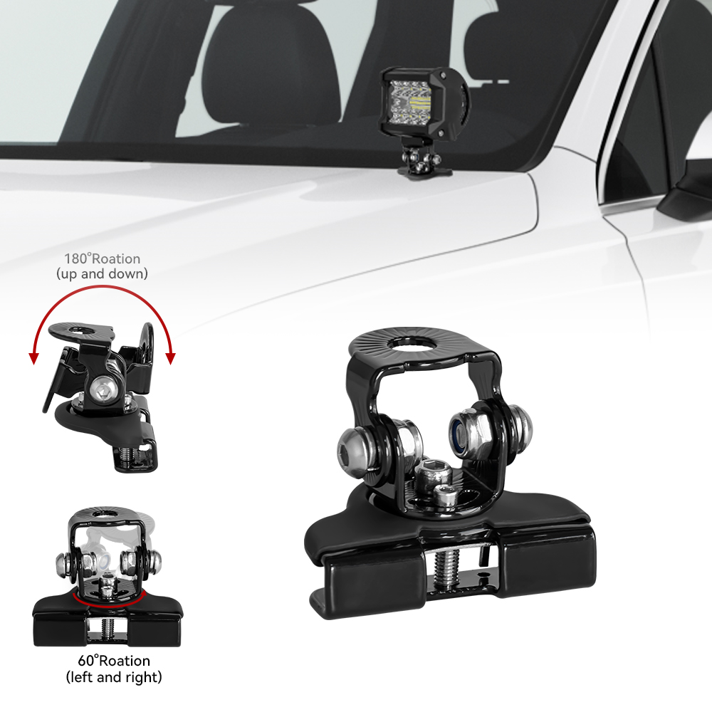 2pcs Universal Car Auto A-Pillar Hood ไฟ LED ทํางานยึดผู้ถือ CLAMP ฝาครอบเครื่องยนต์โคมไฟบาร์ยึด CLAMP