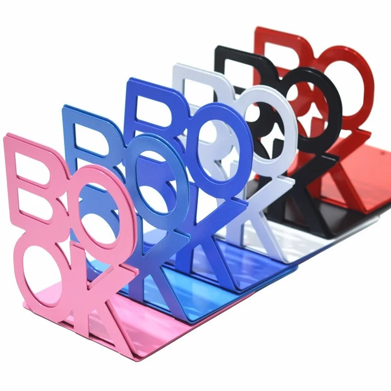 2pcs 북 엔드 책 스탠드 지원 샘플 북 엔드 철 데스크탑 아트 미끄럼 방지 랙 선반 홀더 학교 문구 사무용품