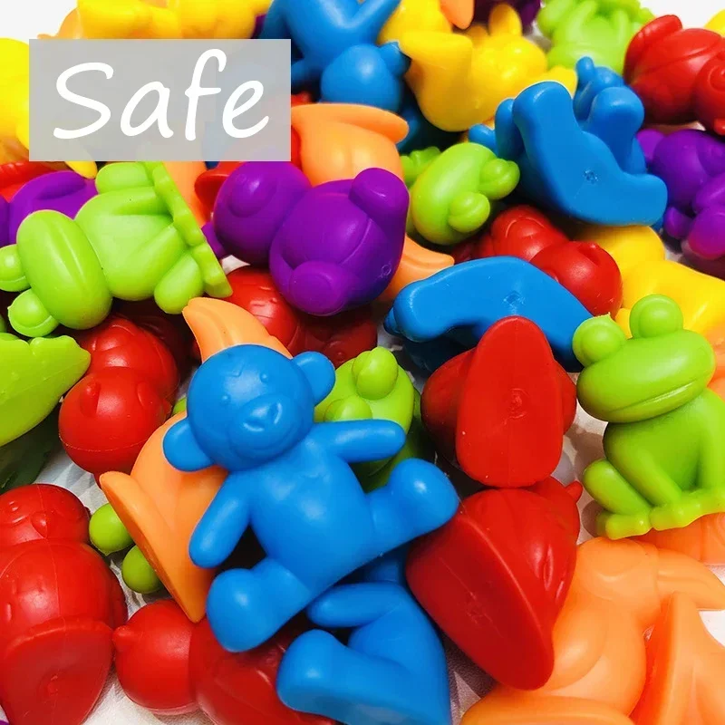 Montessori Material Rainbow Counting Bear Math Toys Animal Dinosaur Color Sorting Matching Game Children Educational Sensory Toy