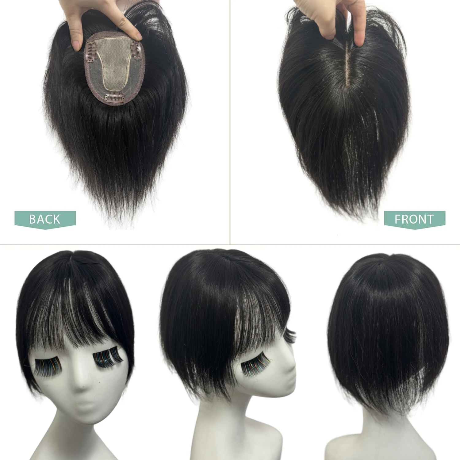 T-parte base de renda toppers de cabelo humano para mulheres com franja 3d brasileiro natural grampo na extensão do cabelo capa perda de cabelo