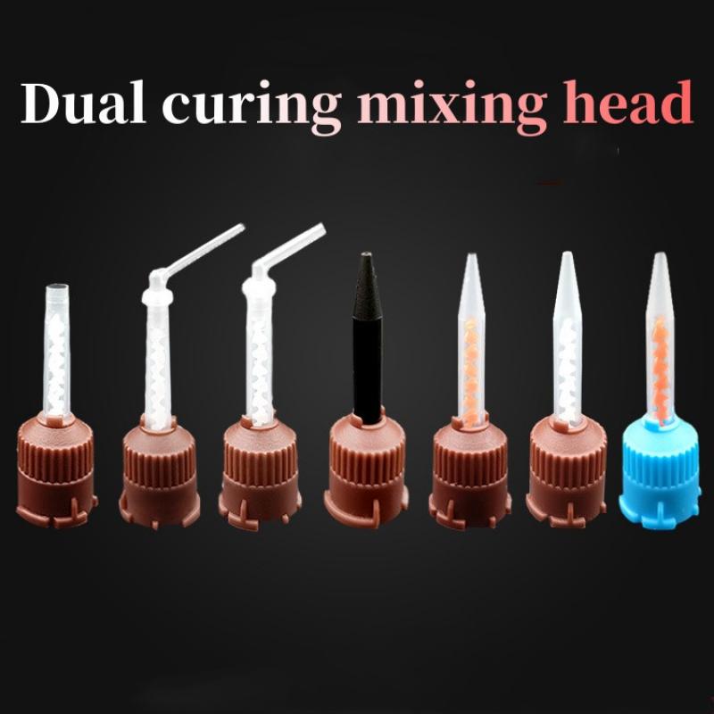 50 個の歯科材料印象混合ヒントシリコーンゴムミックスヘッド