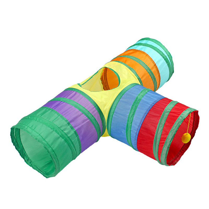 Tunnel pliable pour animaux de compagnie, tube pour chat, jouet de jeu pratique, tunnel étendu, jouets d'intérieur et d'extérieur pour chiots et chatons, exercice de puzzle, cachette