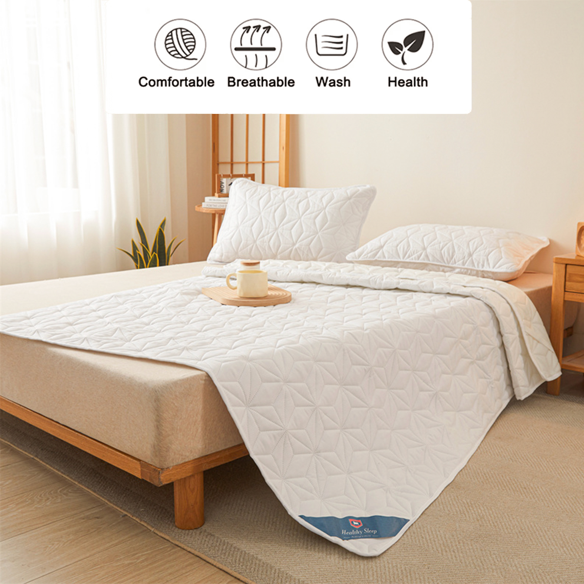 Protecteur de matelas imperméable – Housse de matelas respirante et silencieuse avec 4 sangles d'angle élastiques, s'adapte jusqu'à 40 cm de profondeur