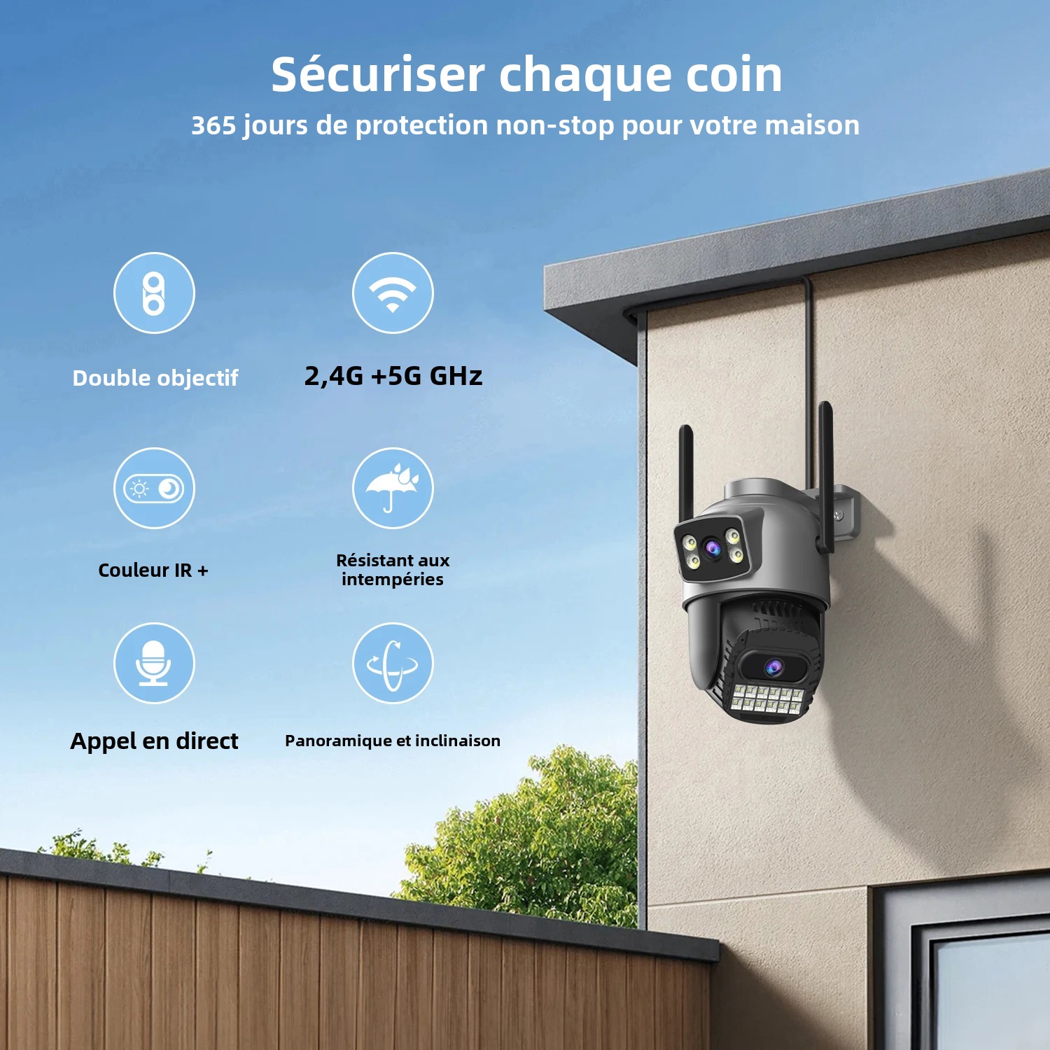 10MP 5K caméra IP Protection de sécurité Wifi PTZ double objectif 5G HD caméra de Surveillance extérieure détection humaine suivi vision nocturne