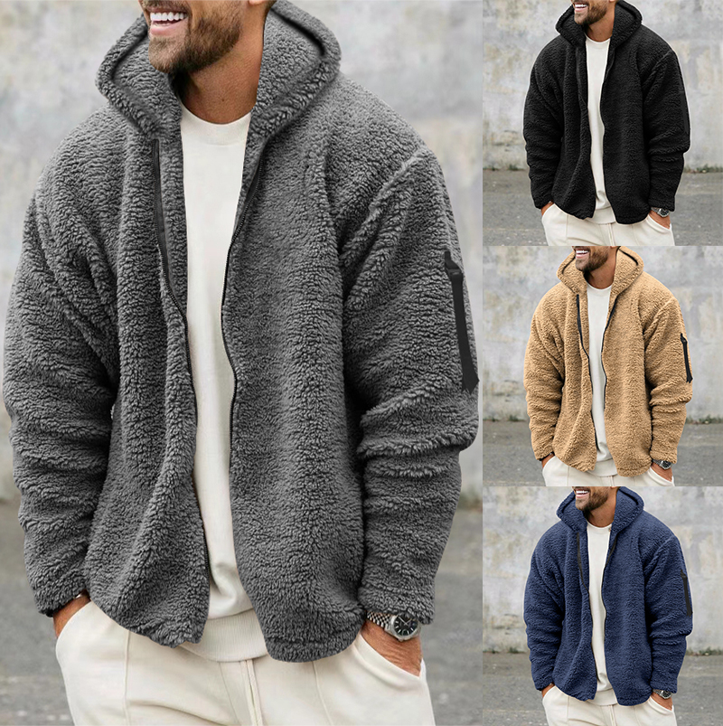 2024 American Style Heavy Coat Herren Winter jacke doppelseitige Fleece warme Wind jacke Casual Sports Kapuzen mantel Bomber jacke