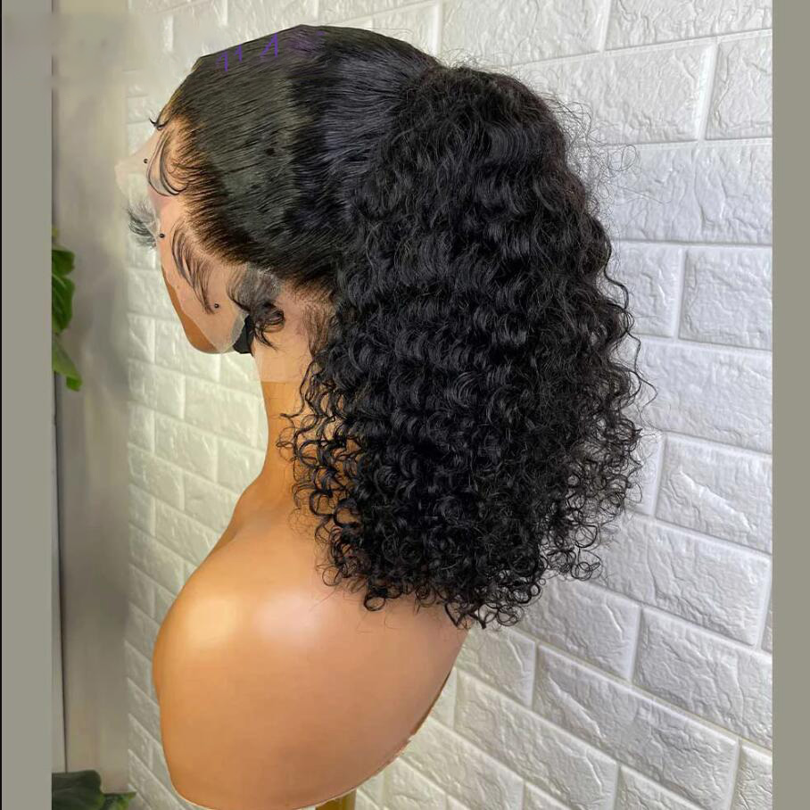 Suave 26 "largo negro rizado 180 densidad peluca con malla frontal para mujeres africanas Babyhair resistente al calor prearrancado sintético diario