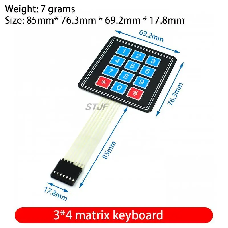 1*2 3 4 5-Tasten-Tasten-Membranschalter 3*4 4x5-Matrix-Array-Tastatur 1x6-Tastatur mit LED-Bedienfeld-Pad-DIY-Kit für Arduino