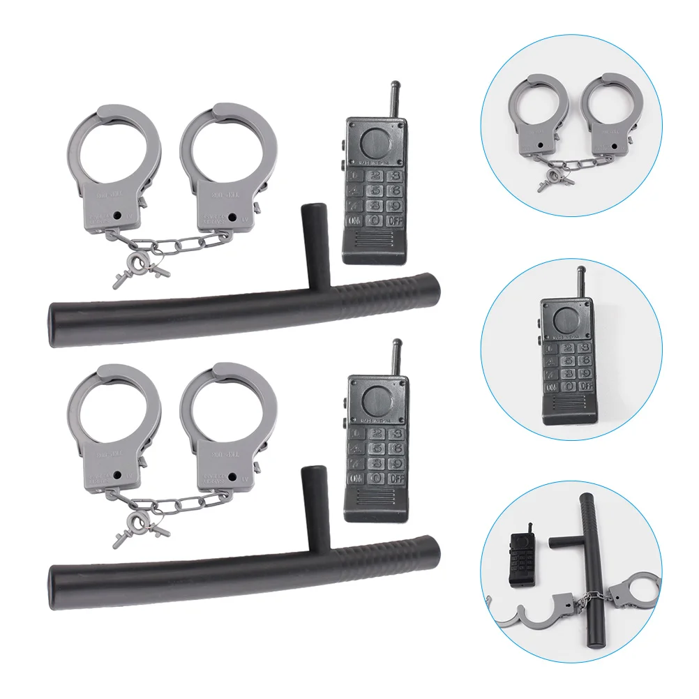 Juego de 2 esposas de policía, accesorios de Halloween, Kit de policía, juguetes para niños