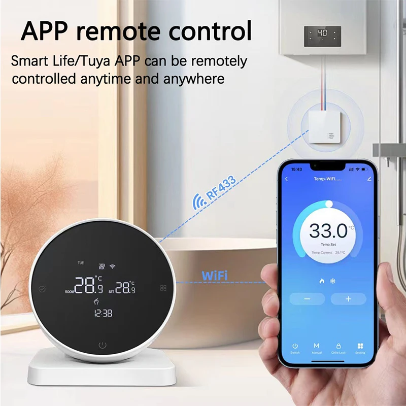 R7 wireless one-to-one WIFI intelligent thermostat,LCD display,touch screen,gas boiler water heating,temperature controller
