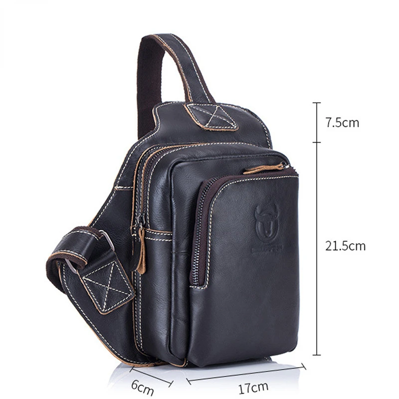 Nam Ngực Túi Da Ngẫu Da Bò Chính Hãng Thể Thao Đeo Chéo Túi