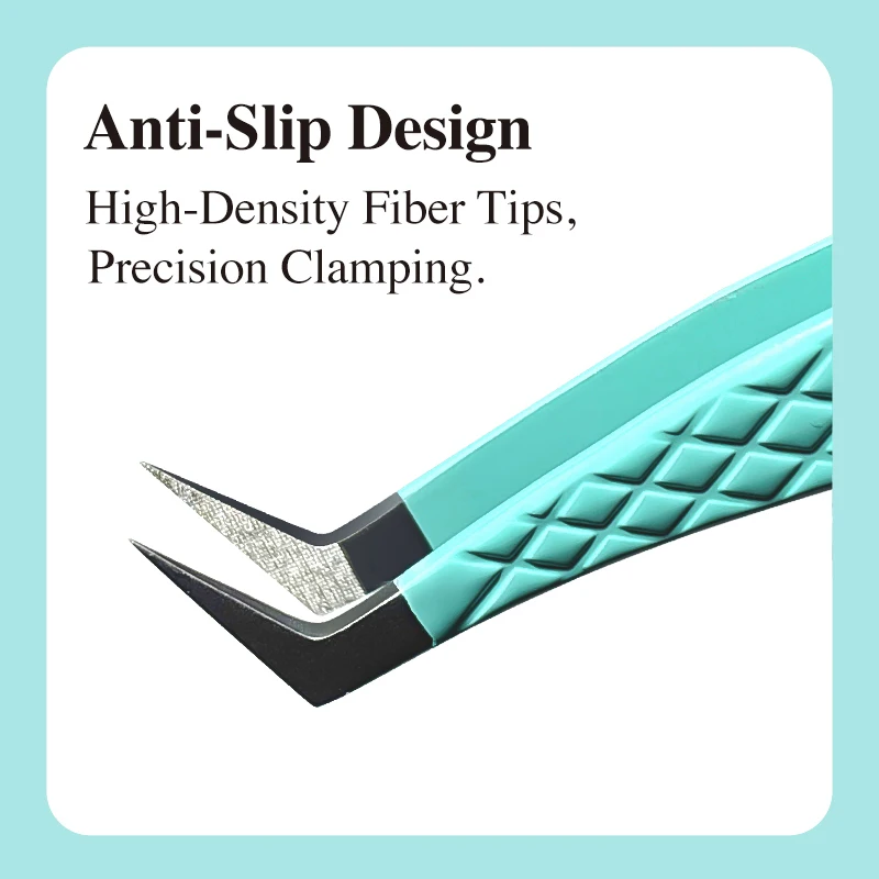 DIYDAY Anti-Slip Tweezers, High-Density Fiber Tip for Eyelash Extensions & Eyebrow, Professional Precision Beauty Tools