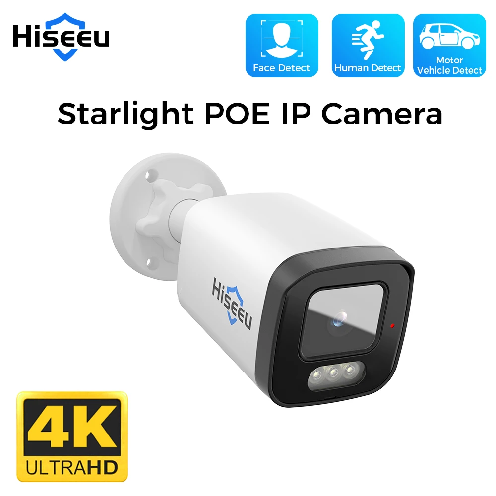 Hisee 4MP 6MP 4K 8MP POE A8 Полный цвет Суперсенсор