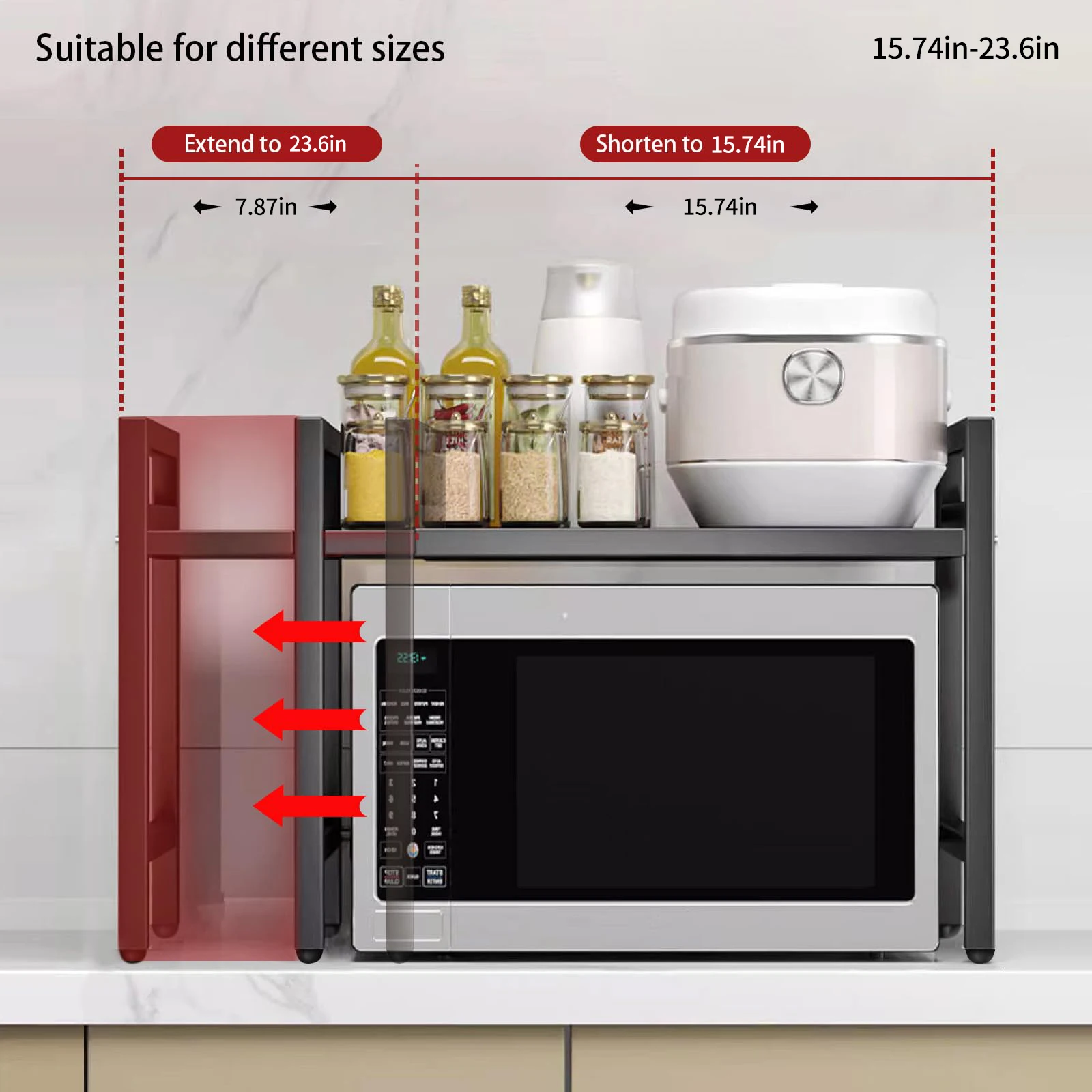 Scaffale da cucina Scaffale per microonde Scaffale per condimenti Scaffale per stoviglie Espandibile 42-64 cm Umidità e ruggine