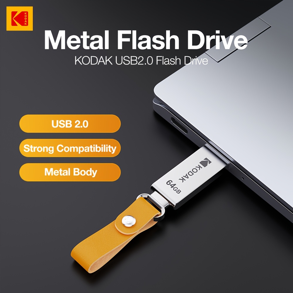 Kodak USB-Flash-Laufwerk aus Metall, 32 GB/64 GB/128 GB USB 2.0, tragbares USB-Speicherlaufwerk für Automusik, geeignet für den Geschäfts- und Bürogebrauch