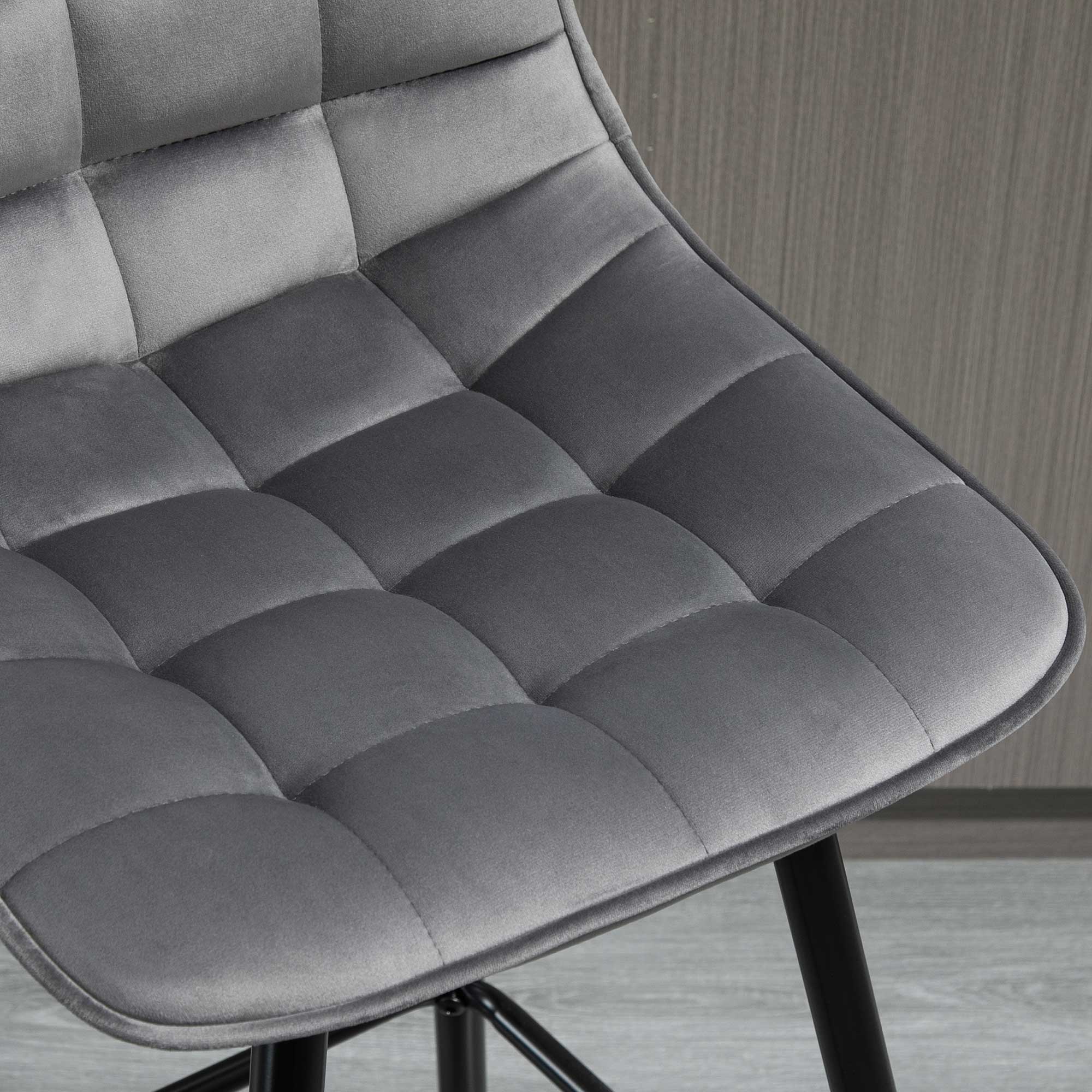 HOMCOM Kitchen Counter Chairs Set of 2 Velvet-Touch Dining Chairs Bar Stools