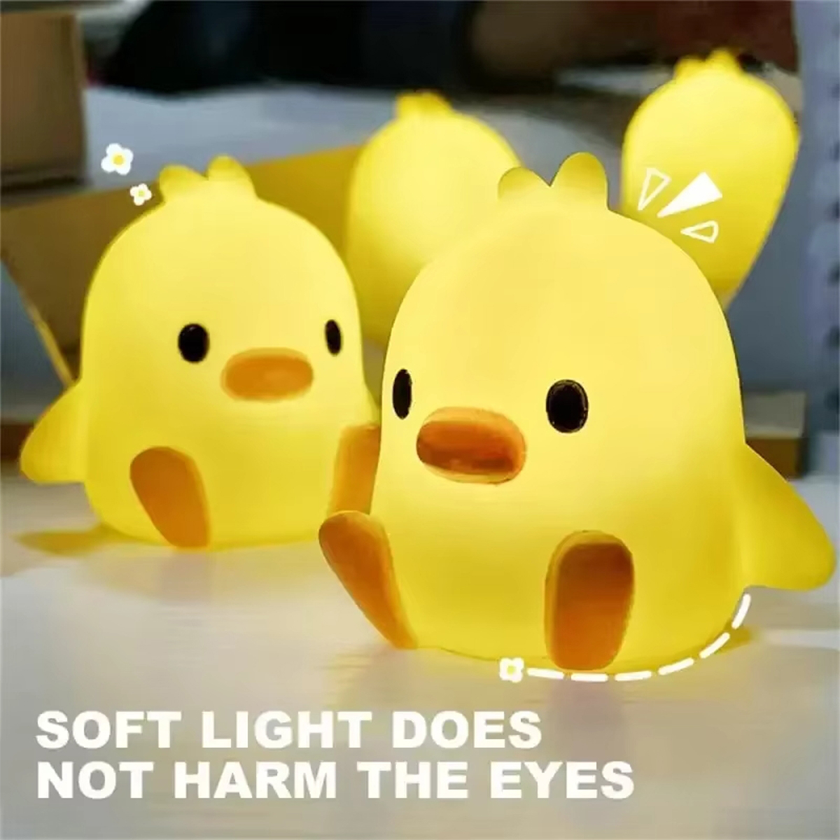 Led Night Light Duck Silicone Lamp Chicken Silicon Bulb Branco Quente Battery Powered Chick Macio Bonito Para Meninas Mesa de cabeceira Usb