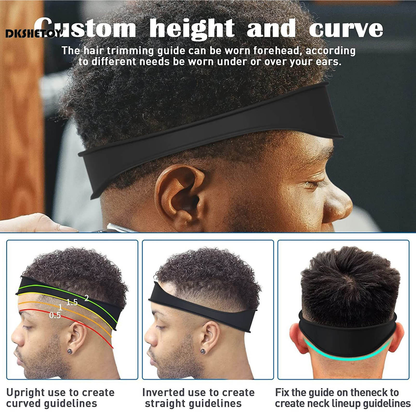 Modelo de barbear de decote de silicone, faça você mesmo, cortes de cabelo para casa, faixa curvada, guia de corte de cabelo, acessórios de barbeiro