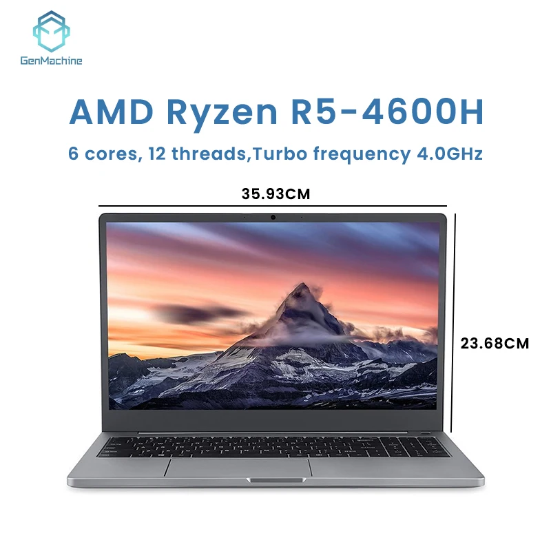 Laptop Genmachine AMD Ryzen ™   5 4600H 15,6 Polegadas LPDDR4 RAM M.2 NVME SSD Negócios Gaming Laptops Computador Notebook Radeon Gráficos