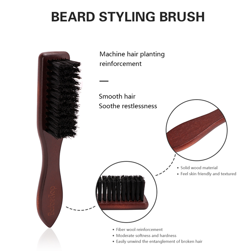 Barbertop Men Beard Brush Wooded Handle Soft Hair Cleaning Brush Broken Hair Remove Comb Hairdressing Neck Duster Barber Tools