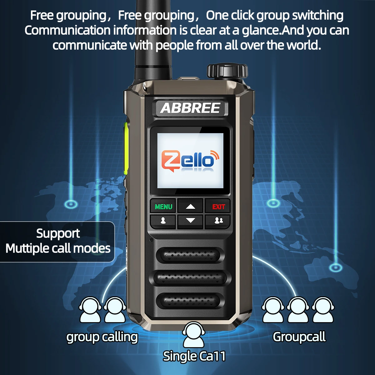 ABBREE GP-18 2G/3G/4G Zello Walkie Talkie Dual Sim Karte Slots Global POC Android Bluetooth WIFI Unbegrenzte Distanz Netzwerk Radio
