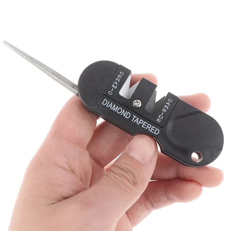 4-in-1 Mini แบบพกพาทังสเตนเซรามิคคาร์ไบด์มีด Whetstone Sharpener Multifunctional Camp เครื่องมือกลางแจ้ง