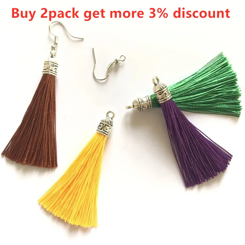 10 Chiếc Nhỏ 6Cm Lụa Tua Rua Bông Tai Mặt Dây Chuyền Vòng Tay Thủ Công Bạc Cấp Mũ Lưỡi Trai Tua Rua Chổi Tự Làm Trang Sức Làm phụ Kiện